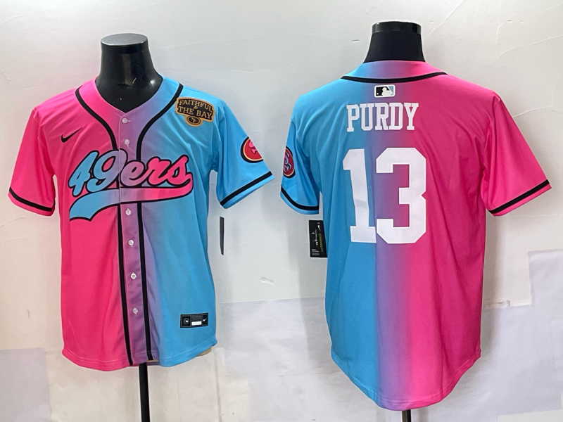 Men San Francisco 49ers #13 Purdy Blue pink Nike Limited NFL 2025 Jersey 009->san francisco 49ers->NFL Jersey